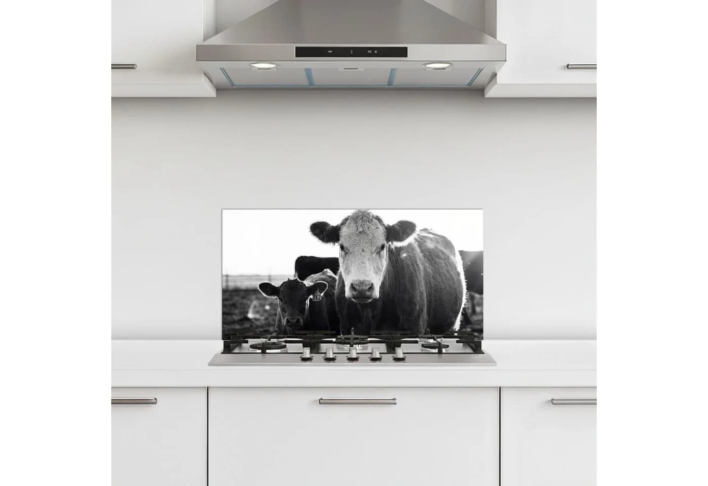 KitchenYeah Küchenrückwand selbstklebend Kühe Schwarz/Weiß Glasoptik - Bild 2