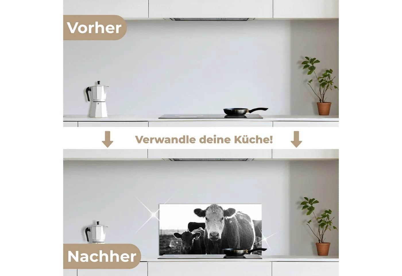 KitchenYeah Küchenrückwand selbstklebend Kühe Schwarz/Weiß Glasoptik - Bild 4