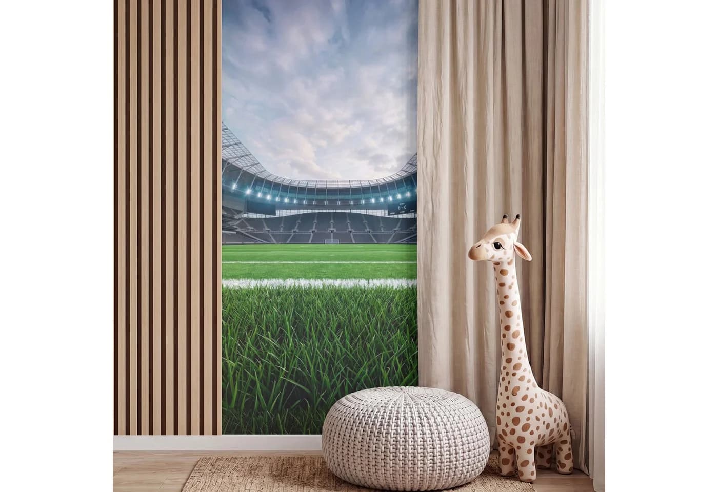 OnlyWow Fototapete Kinderzimmer Fußballstadion Grün Matt - Bild 4