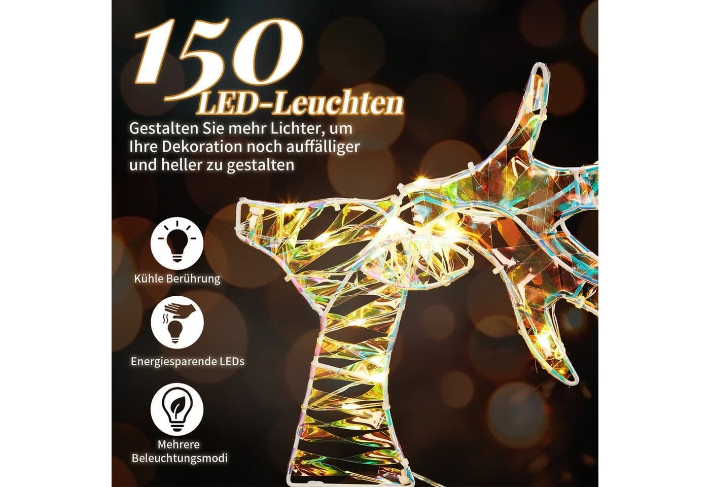 LALAHO Weihnachtsfigur LED Rentier 3Tlg. Weiß - Bild 3