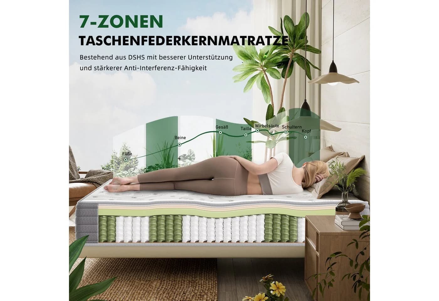 CHICASA Taschenfederkernmatratze 7-Zonen Hybrid 25 cm - Bild 4