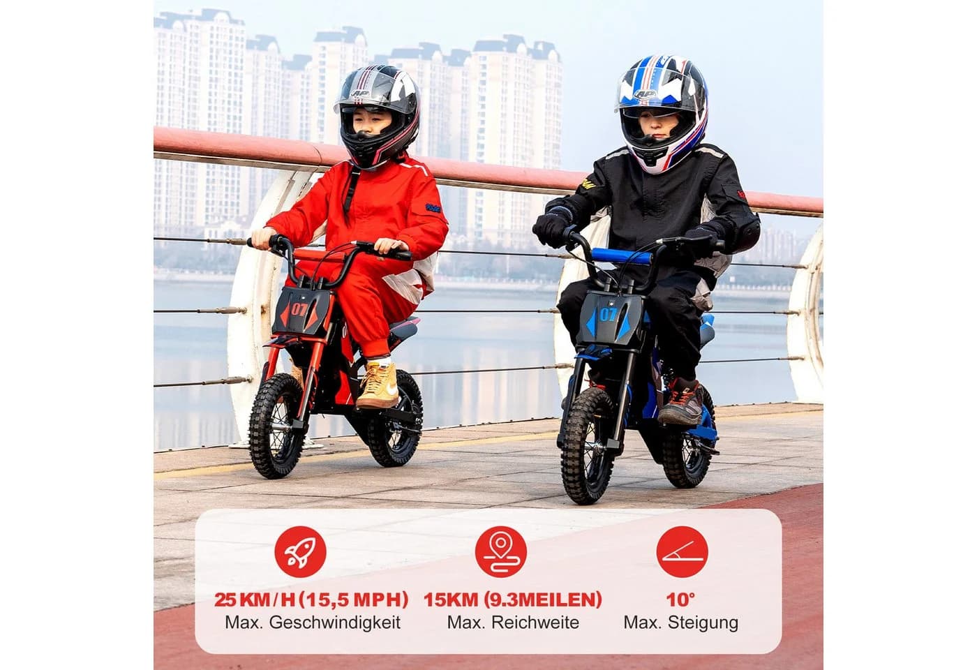 EVERCROSS TECH Elektro-Kindermotorrad EV12M Rot 300W 25 km/h