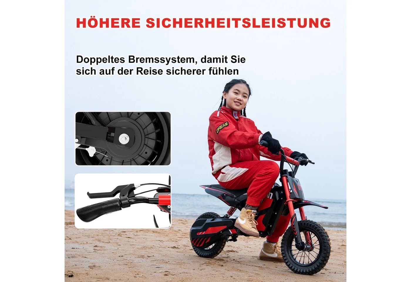 EVERCROSS TECH Elektro-Kindermotorrad EV12M Rot 300W 25 km/h - Bild 5