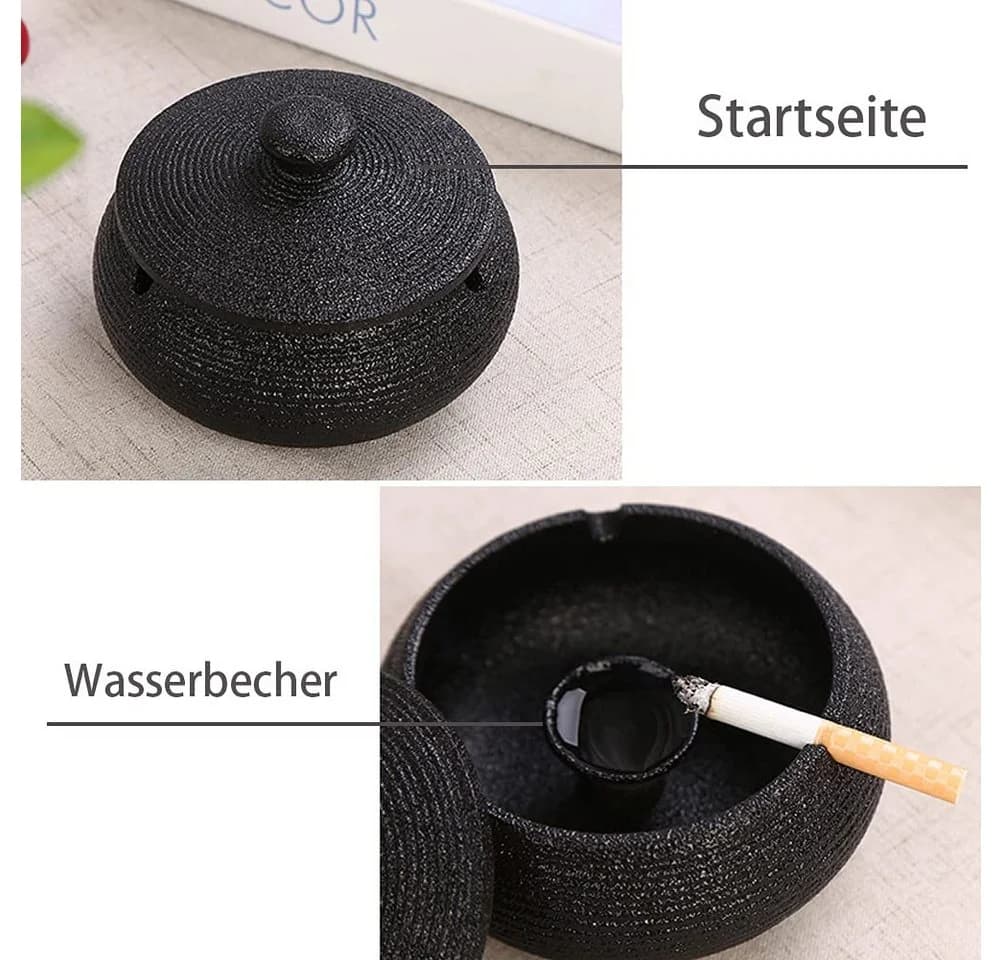 FOUORTUNATE-BEE Aschenbecher mit Deckel Schwarz - Bild 5