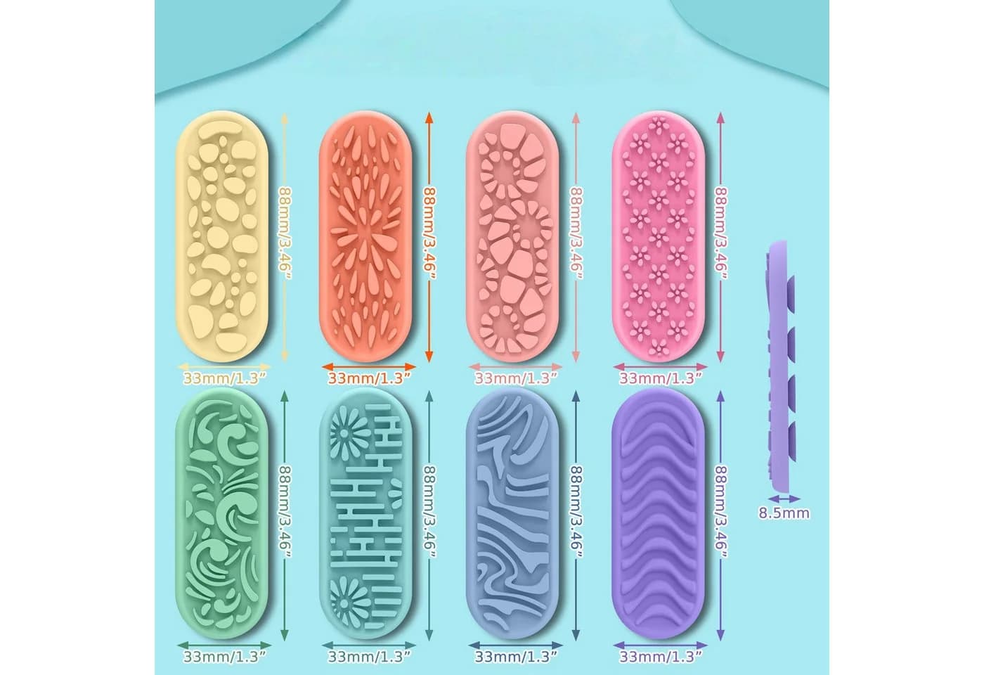 FOUORTUNATE-BEE Lernspielzeug 8er Set Sensorik Steine aus Silikon – Anti Stress Spielzeug