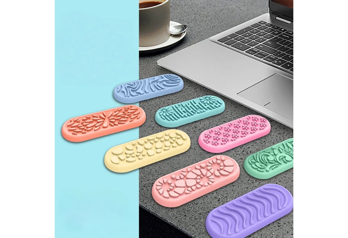 FOUORTUNATE-BEE Lernspielzeug 8er Set Sensorik Steine aus Silikon – Anti Stress Spielzeug - Bild 5