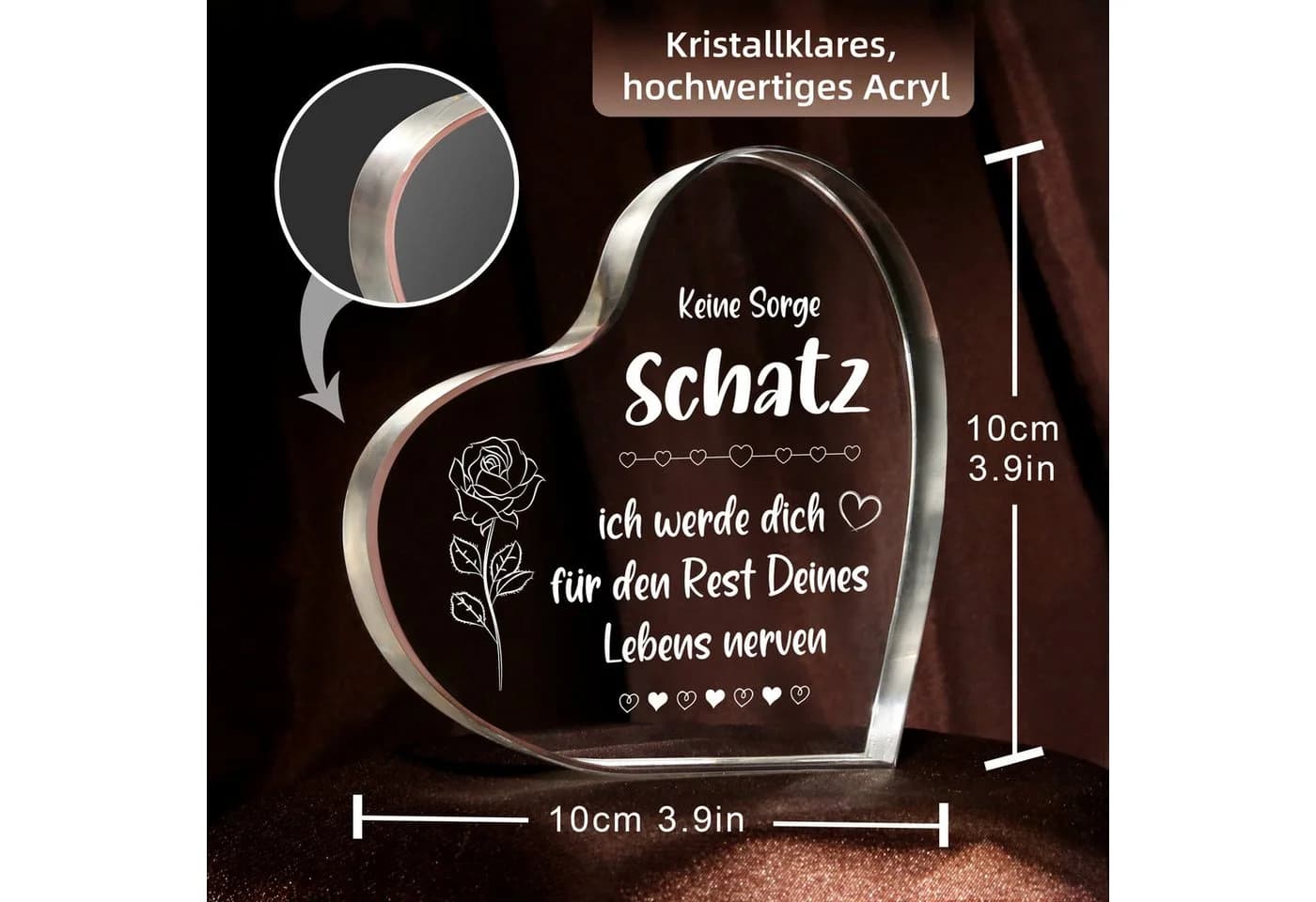 FOUORTUNATE-BEE Acryl-Herzbriefbeschwerer Romantisches Geschenk