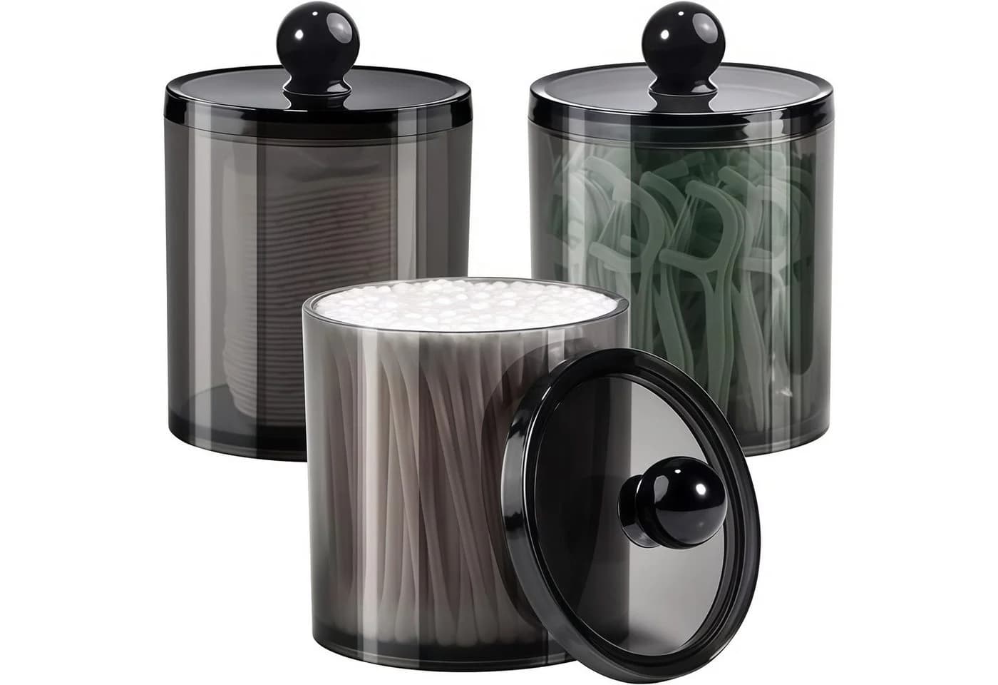 FOUORTUNATE-BEE Kosmetik-Organizer 3-tlg Transparent Schwarz - Bild 2
