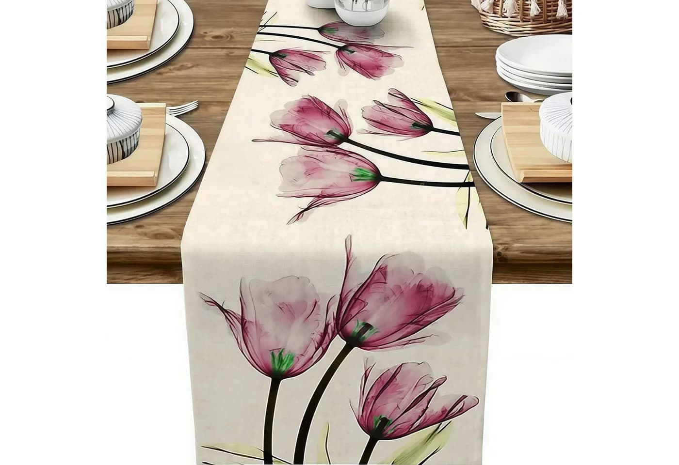 FOUORTUNATE-BEE Tischläufer Boho-Stil mit Blumenmuster - Bild 2