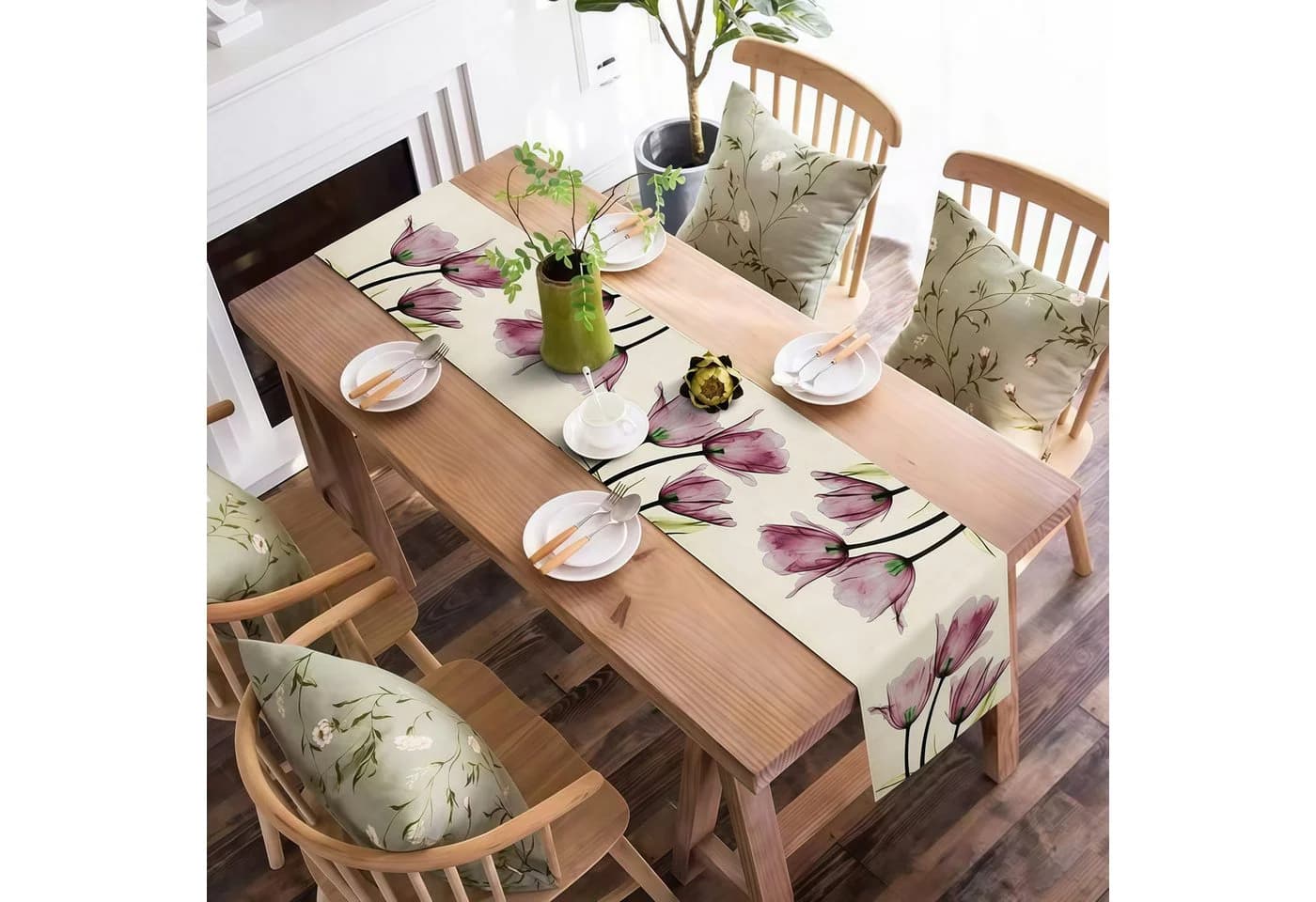 FOUORTUNATE-BEE Tischläufer Boho-Stil mit Blumenmuster - Bild 4
