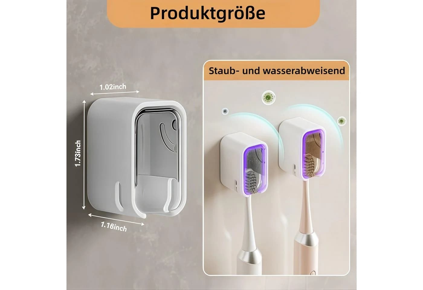 FOUORTUNATE-BEE Zahnbürstenhalter Wand-Zahnbürstenhalter mit Deckel – Selbstklebend, 3-teilig, Praktische Badezimmer-Aufbewahrung für Zahnbürsten und Zubehör - Bild 4