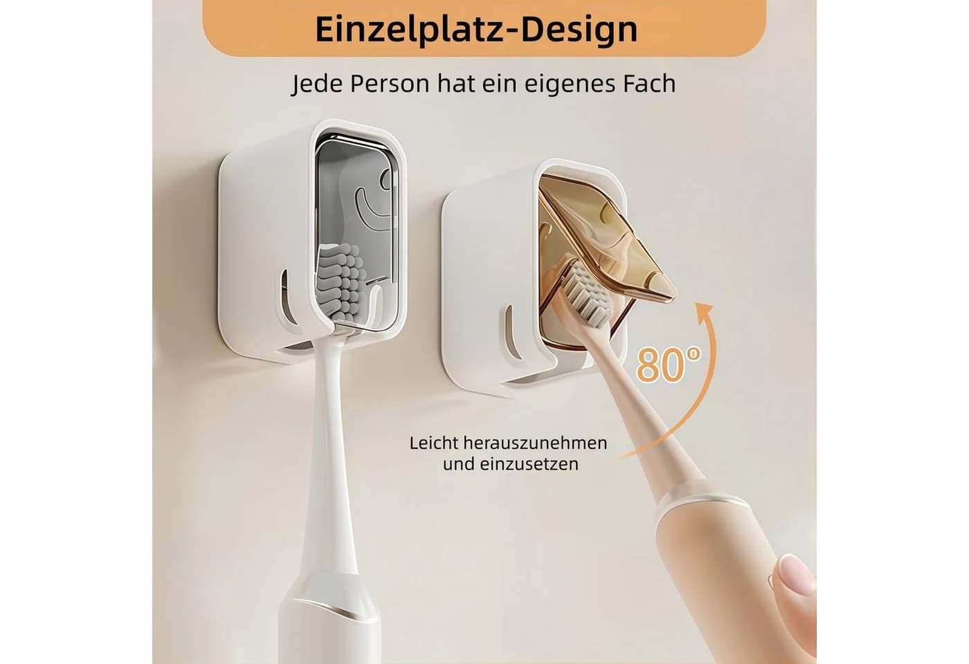 FOUORTUNATE-BEE Zahnbürstenhalter Wand Selbstklebend 3-teilig Braun - Bild 5