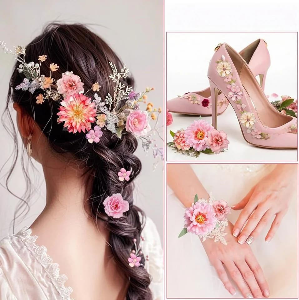 Kunstblumenstrauß 48 rosafarbene Mini-Kunstblumen für DIY-Deko - Bild 5