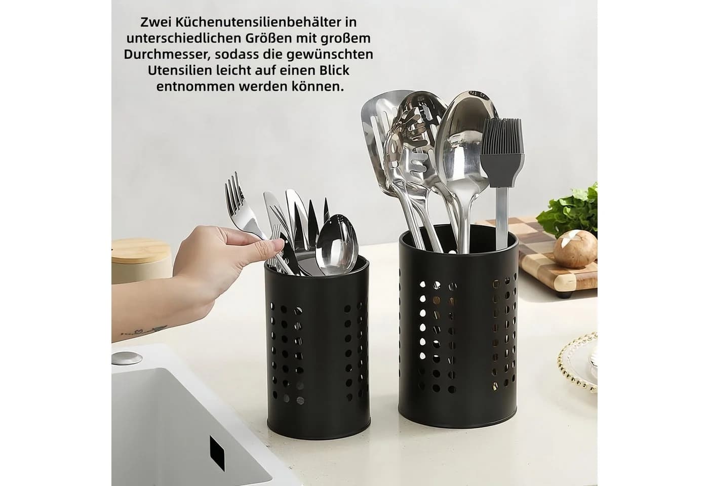 FOUORTUNATE-BEE Besteckhalter 2er Set Schwarz Edelstahl - Bild 4