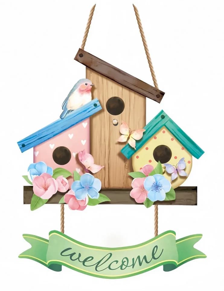 FOUORTUNATE-BEE Dekohänger Frühlings-Willkommensschild Landhausstil Bunt - Bild 2