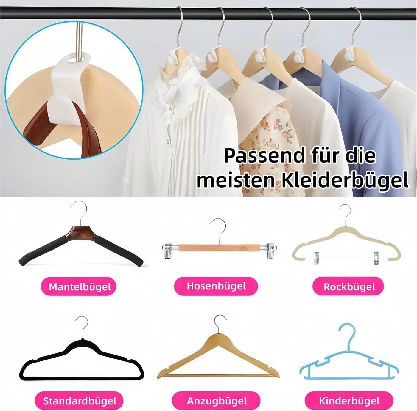 FOUORTUNATE-BEE Kleiderbügel-Verbinder 100er Set Multifunktionale Haken - Bild 3