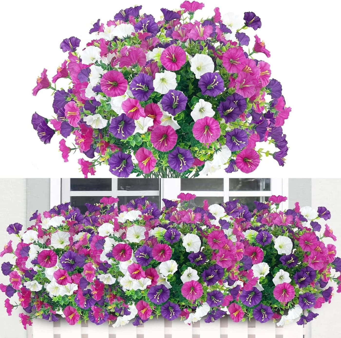 FOUORTUNATE-BEE Kunstblumenstrauß 9er Set Bunte Petunien Balkon - Bild 2