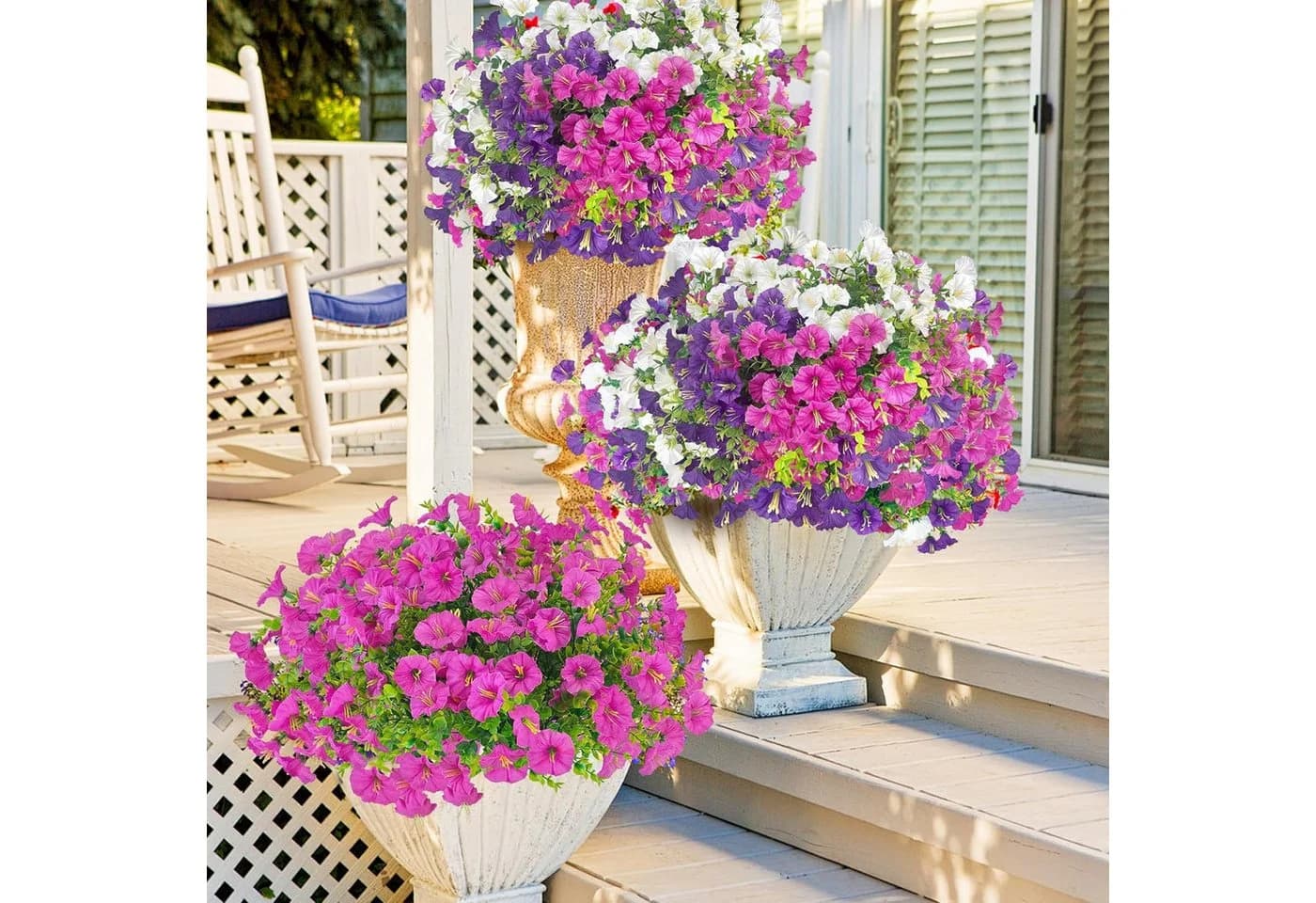 FOUORTUNATE-BEE Kunstblumenstrauß 9er Set Bunte Petunien Balkon - Bild 5