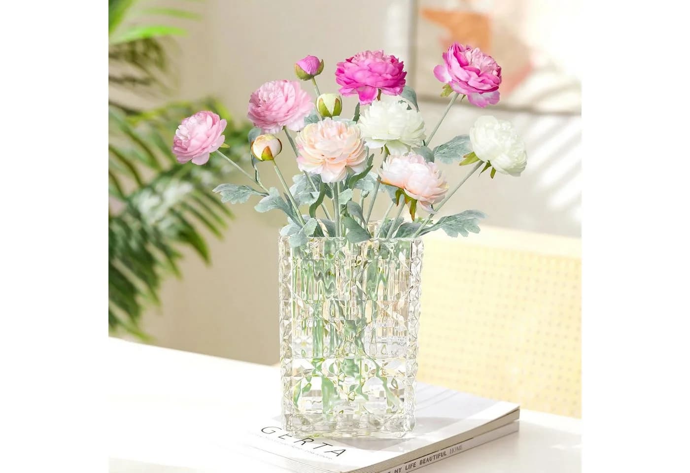 FOUORTUNATE-BEE Kunstblumenstrauß 5er Set künstliche Pfingstrosen Rosa - Bild 4