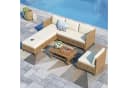 PHI VILLA Gartenlounge-Set 6-tlg. Beige Dunkelblau PE Rattan Bild 2