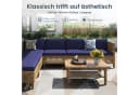 PHI VILLA Gartenlounge-Set 6-tlg. Beige Dunkelblau PE Rattan mit Kissen Bild 1