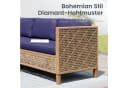 PHI VILLA Gartenlounge-Set 6-tlg. Beige Dunkelblau PE Rattan mit Kissen Bild 3