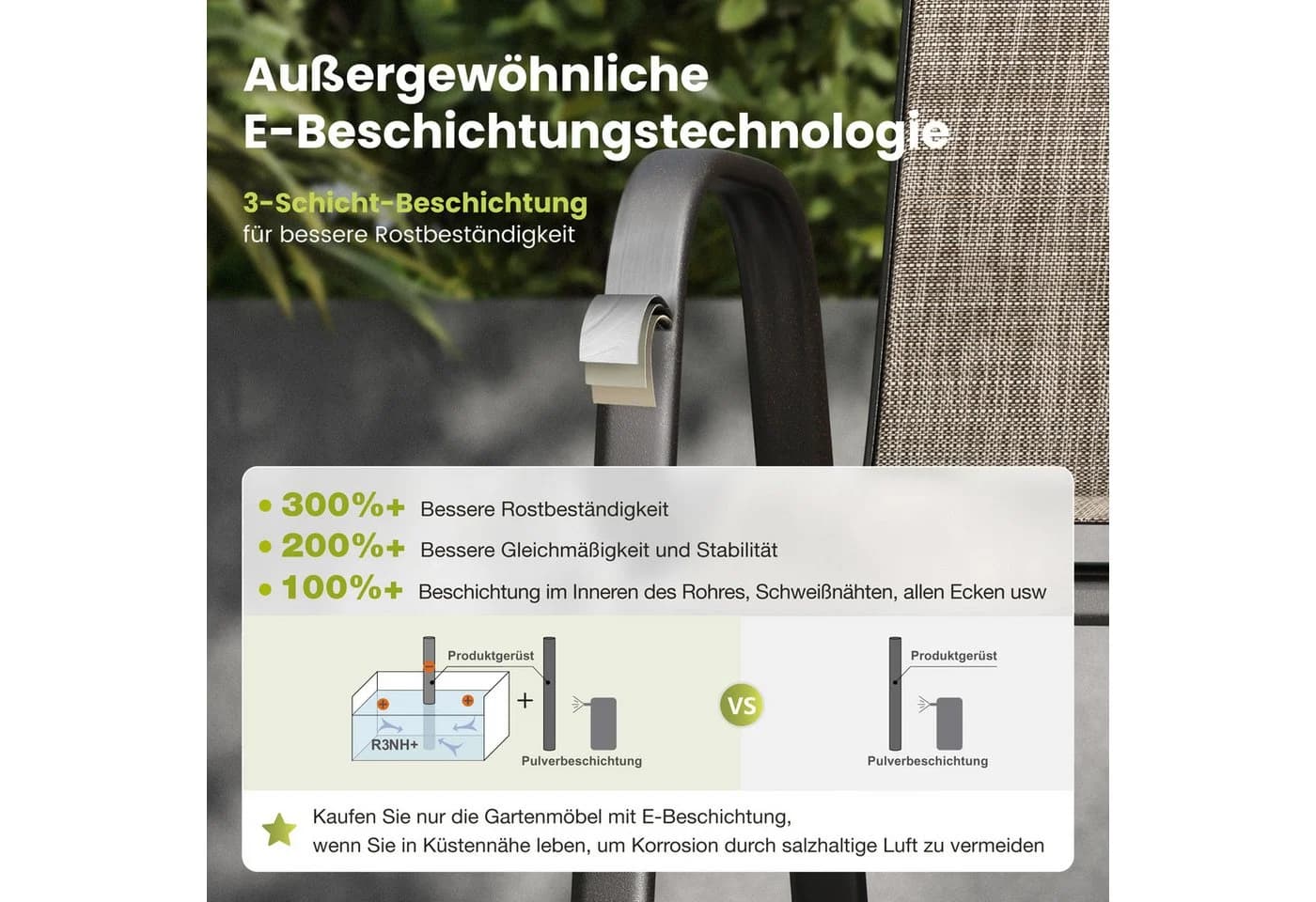 PHI VILLA Gartenstuhl Stapelbar Metall Hochlehner Wetterfest - Bild 5