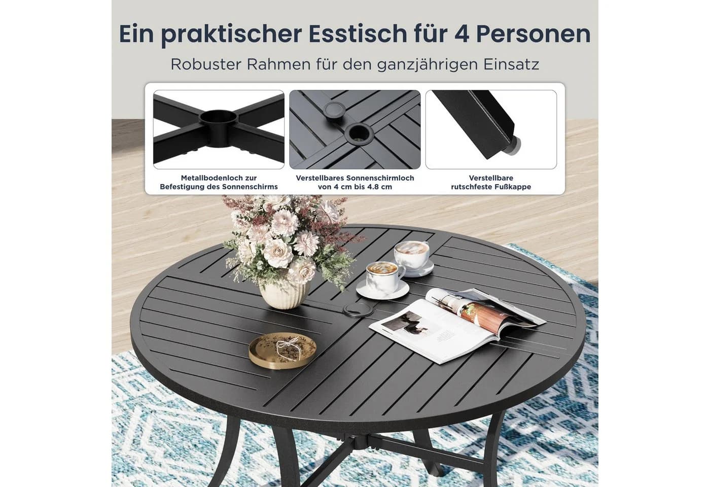 PHI VILLA Garten-Essgruppe 5-tlg. Braun Textilene