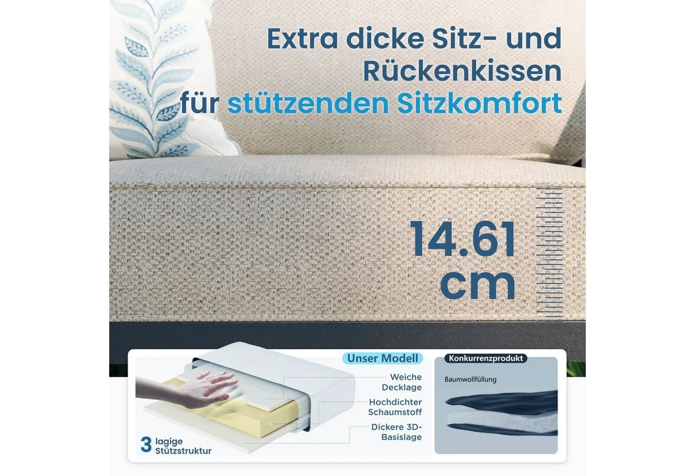 PHI VILLA Gartenlounge-Set 7-tlg. Beige Metall - Bild 5