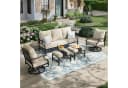 PHI VILLA Gartenlounge-Set 7-tlg. Beige Metallrahmen mit Kissen Bild 2
