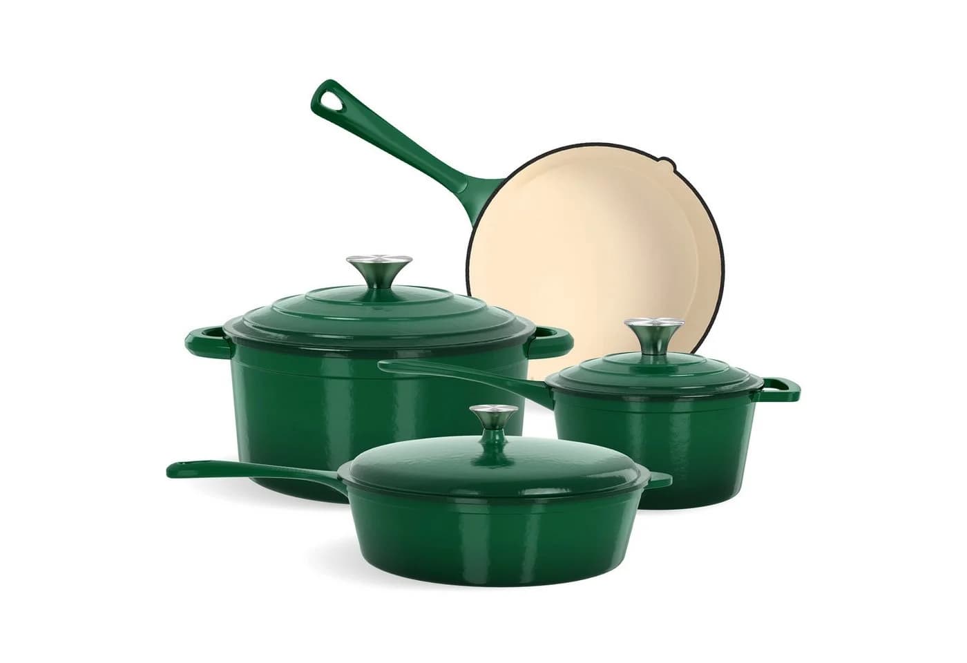 Kitchen Academy 7-teiliges Topf-Set Emailliert Gusseisen Grün - Bild 2