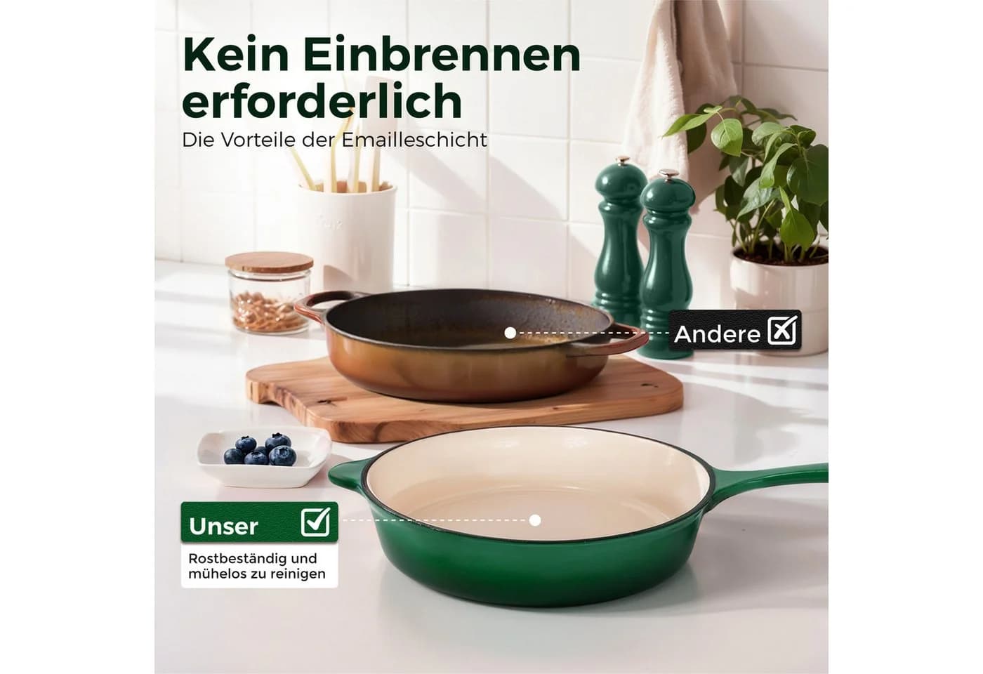 Kitchen Academy 7-teiliges Topf-Set Emailliert Gusseisen Grün - Bild 3