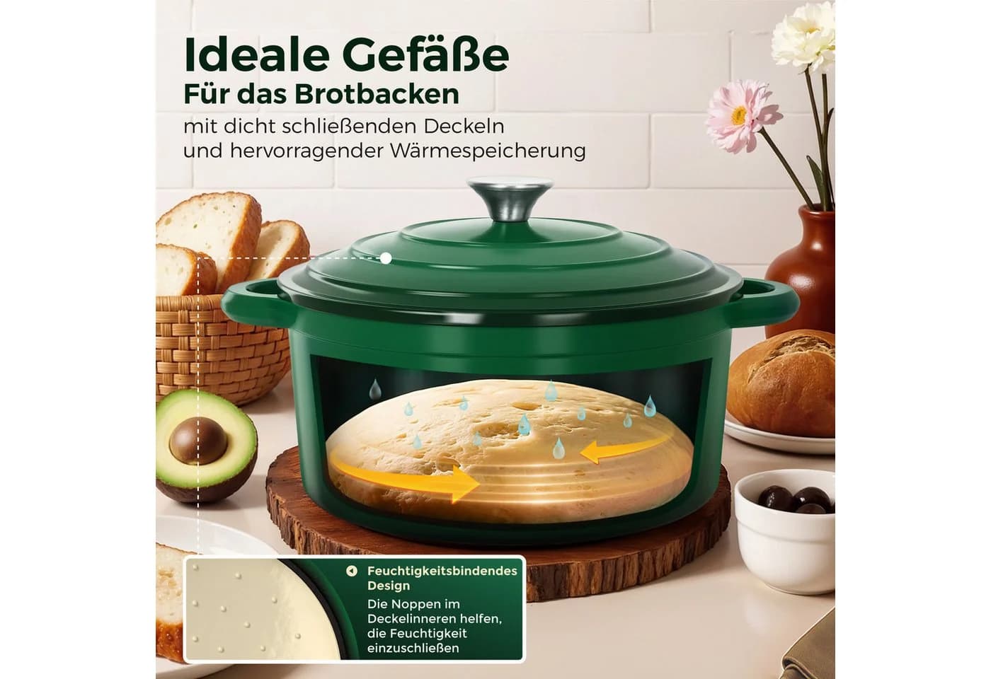 Kitchen Academy 7-teiliges Topf-Set Emailliert Gusseisen Grün - Bild 4