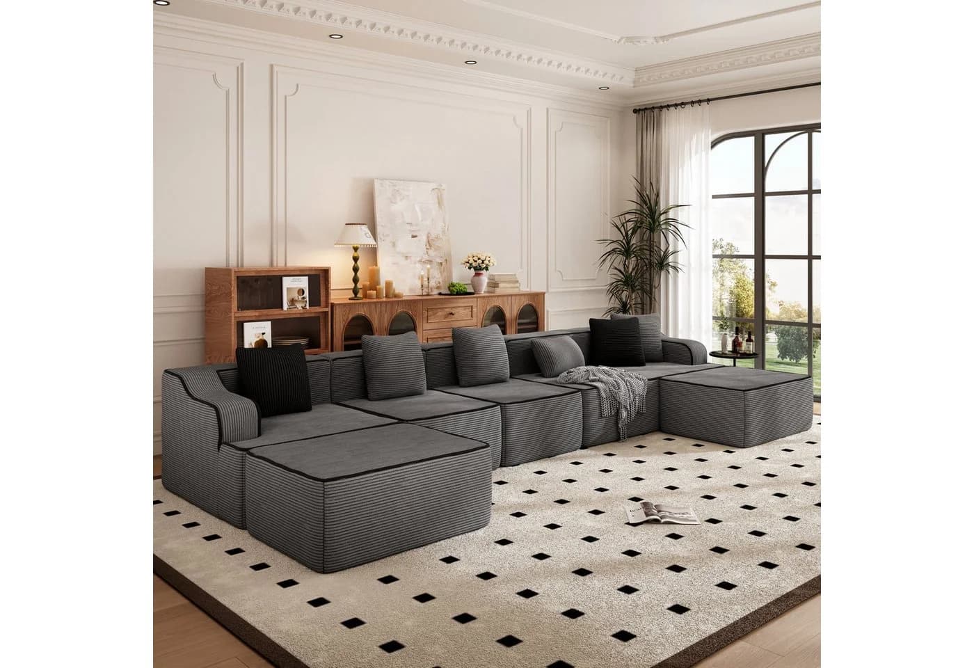 PHI VILLA Ecksofa Boneless Cord Grau 3-7 Sitzer Modulares Sofa - Bild 2
