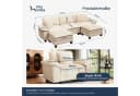 PHI VILLA Ecksofa L-Form 4-6-Sitzer Cord Weiß mit Ottomanen Bild 1