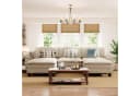 PHI VILLA Ecksofa L-Form 4-6-Sitzer Cord Weiß mit Ottomanen Bild 2