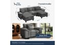 PHI VILLA Ecksofa L-Form Grau Cord mit Ottomanen Bild 1
