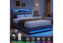 ADWOLT Polsterbett 160x200 Grau Samt mit Schubladen und LED Bild 1