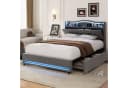 ADWOLT Polsterbett 160x200 Grau Samt mit Schubladen und LED Bild 2