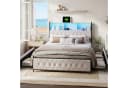 zebery Stauraumbett Polsterbett 180x200 cm Beige mit Schubladen LED USB Bild 2