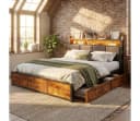 zebery Stauraumbett Polsterbett 140x200 cm mit LED & 4 Schubladen Bild 5