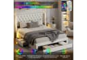 zebery Stauraumbett Polsterbett 160x200 cm Beige Samt mit LED & Schubladen Bild 1