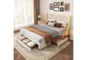 zebery Stauraumbett Polsterbett 160x200 cm Beige Samt mit LED & Schubladen Bild 4