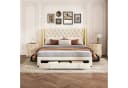 zebery Stauraumbett Polsterbett 160x200 cm Beige Samt mit LED & Schubladen Bild 5