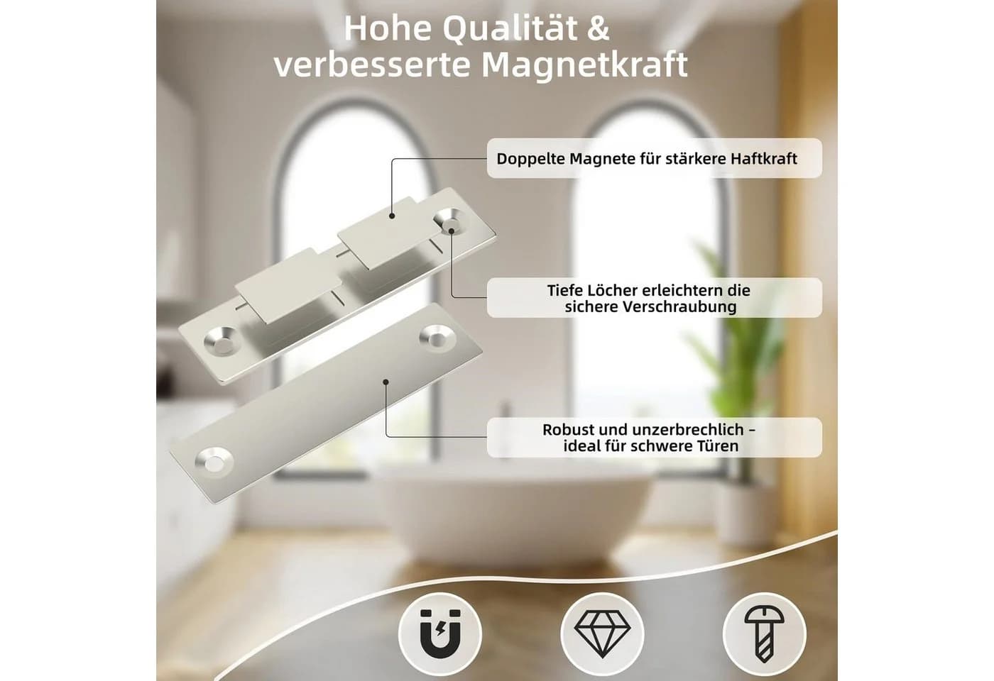 FOUORTUNATE-BEE Haftmagnetschnäpper Möbel-Magnetverschluss Silber - Bild 4