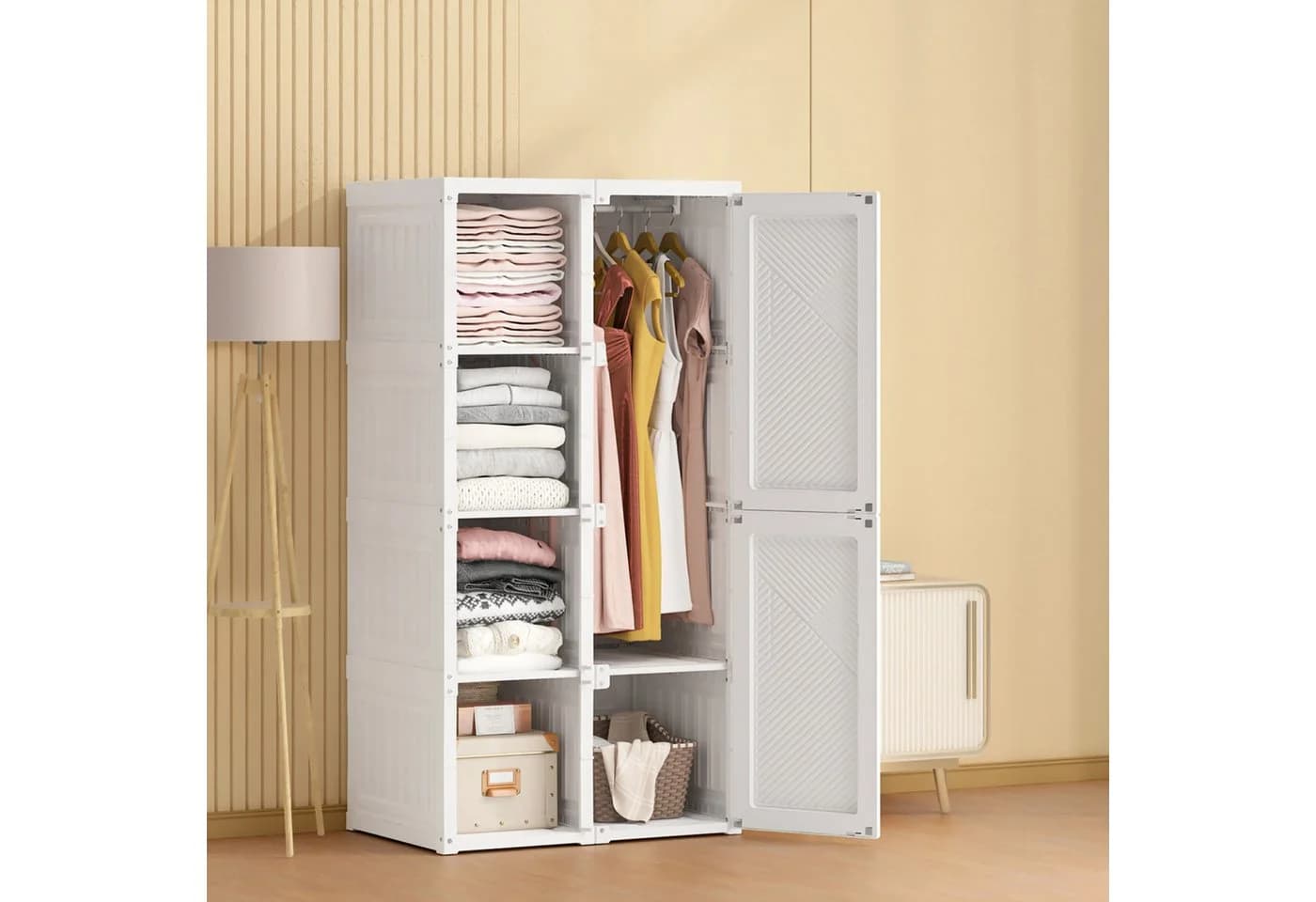 Simurq Kleiderschrank Weiß mit Stauraum