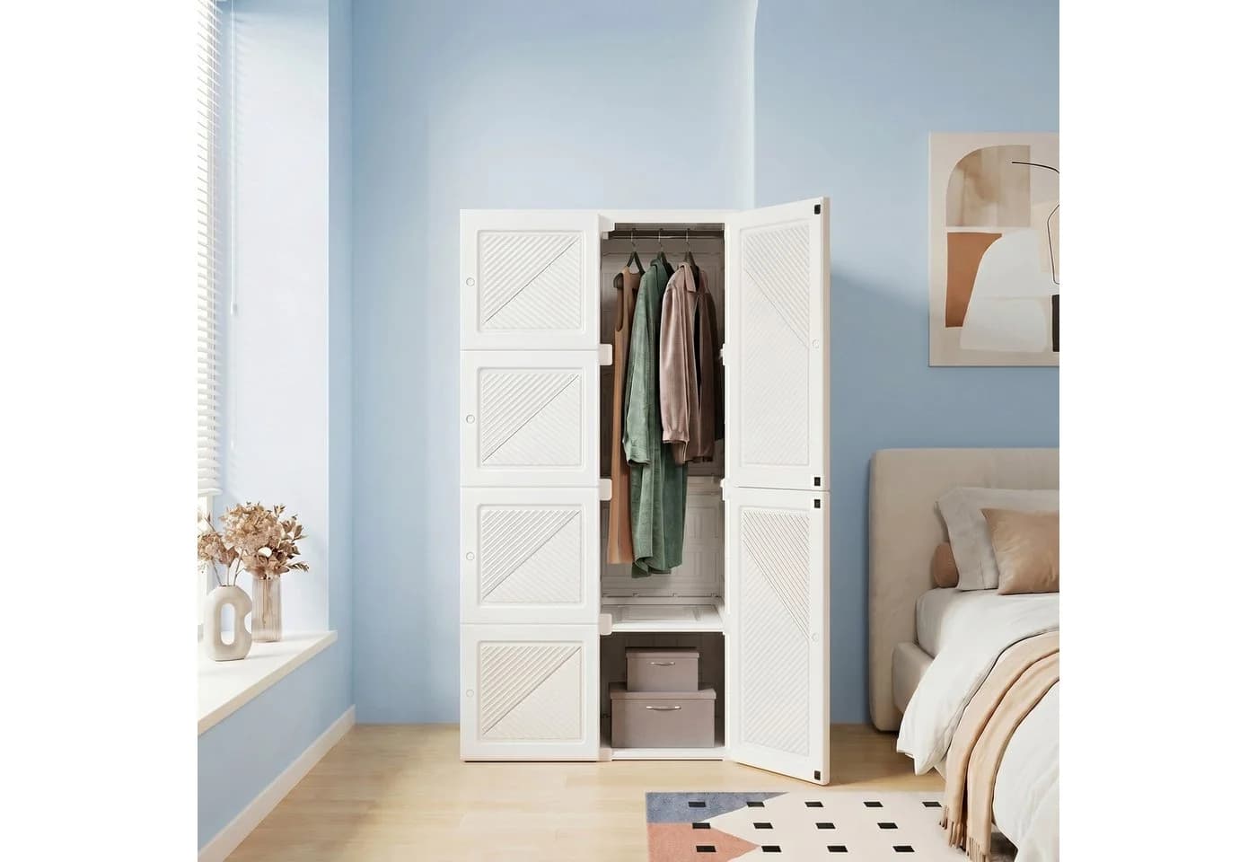 Simurq Kleiderschrank Weiß mit Stauraum - Bild 2
