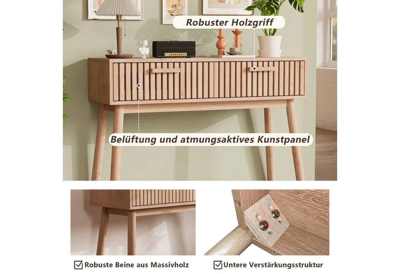 Simurq Konsolentisch mit 2 Schubladen Naturfarbe - Bild 5