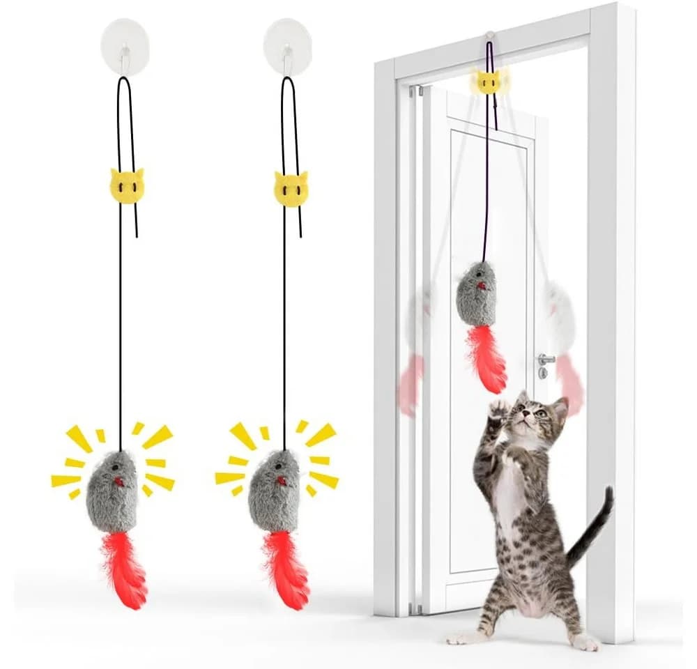 FOUORTUNATE-BEE Katzenspielzeug Maus mit Federschwanz & Quietscher - Bild 2