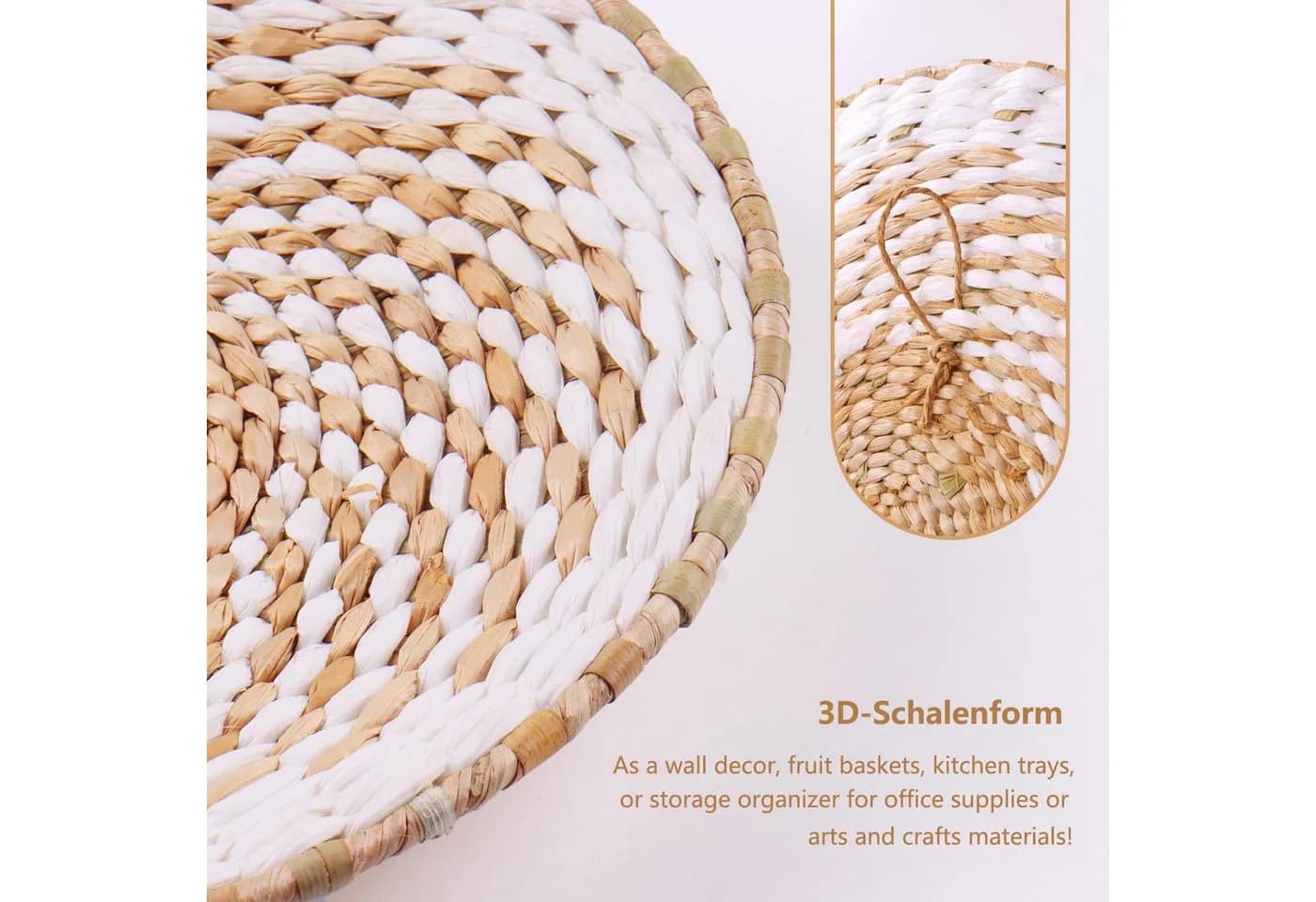 FOUORTUNATE-BEE Wanddekoobjekt 9 Stück Boho-Wandkörbe Beige - Bild 5
